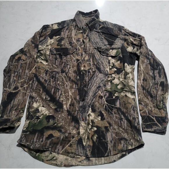 Vintage Ozark Trail Chamois Flannel Shirt Small Mossy Oak Breakup Tree Camo EUC - Picture 2 of 6
